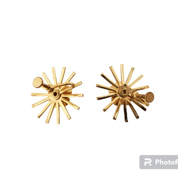 Vintage Atomic Starburst Moonglow Screw Back Earrings MCM Mid Century Clip On - Picture 2 of 3